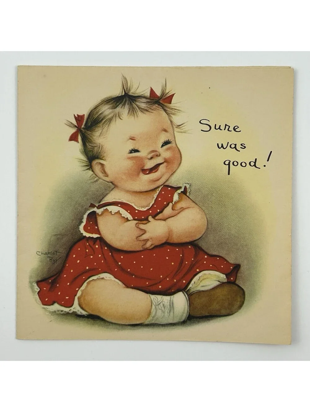Vintage Charlot Byj Sure Was Good Thank You Card Unused Mid Century 5x5      N-2